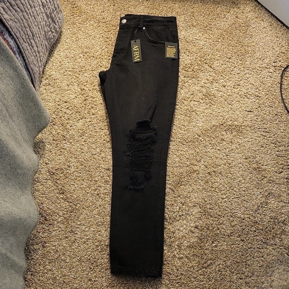 AFRM Cyrus High Rise Crop Jean Black NWT - Picture 3 of 9